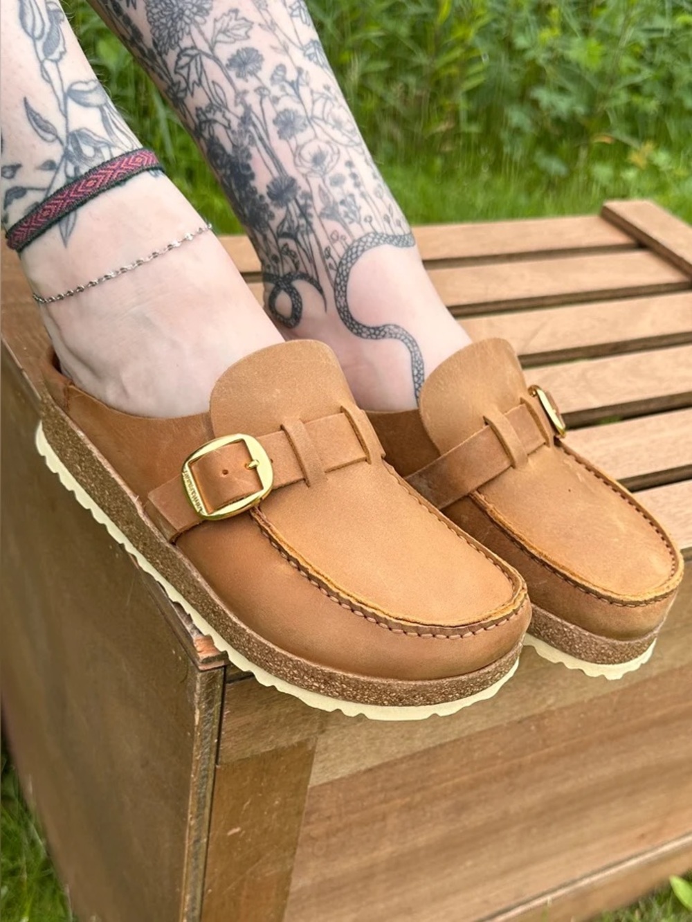 Birkenstock Buckley Clog Mule Cognac Leather Regular Width Brown